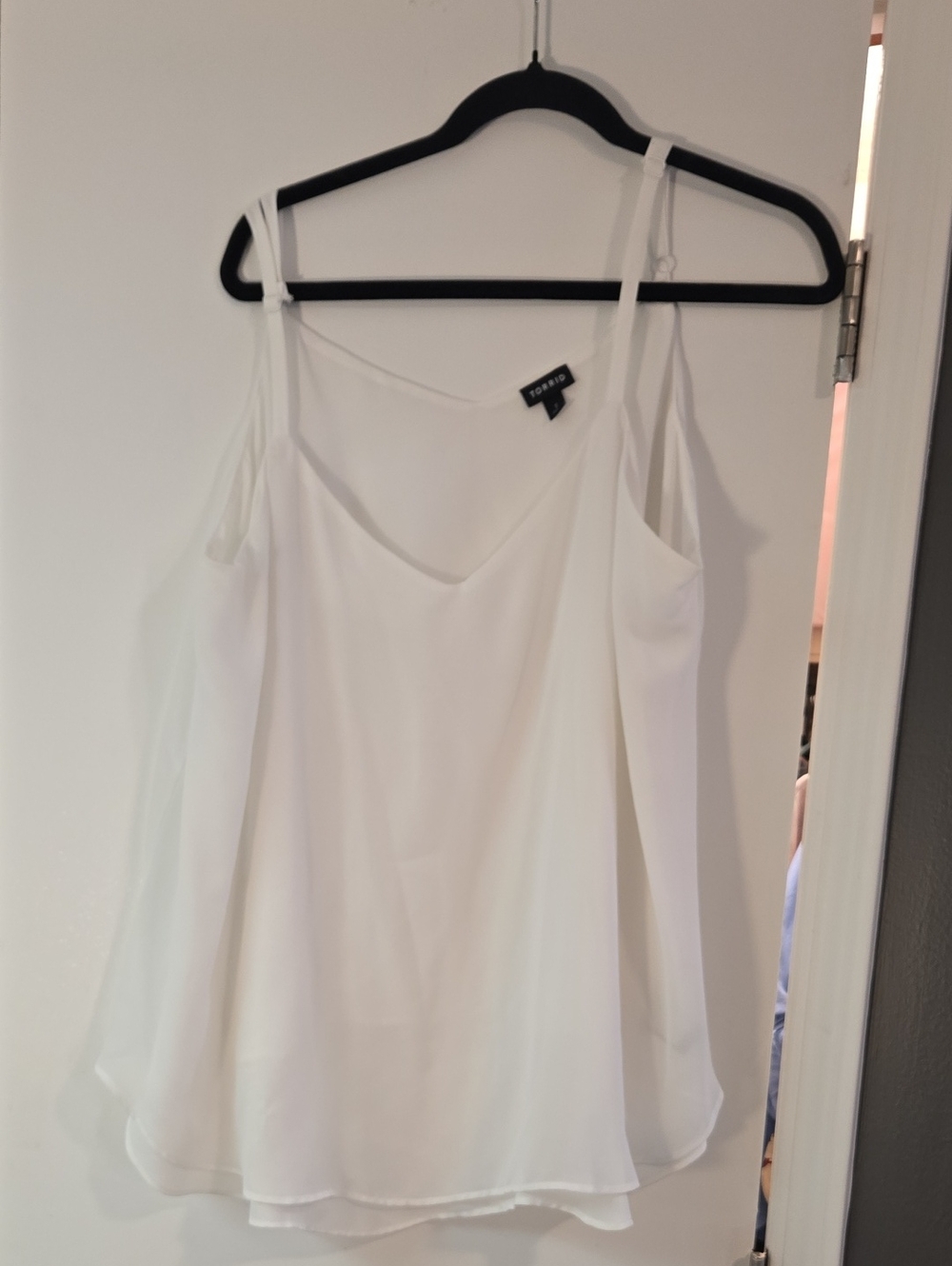 Torrid White Double-Layer V-Neck Camisole with Adjustable Straps